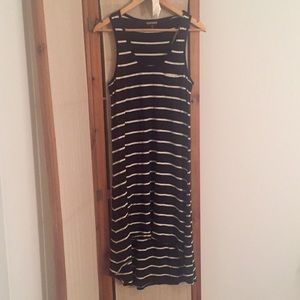 Black and white stripes high low dress
